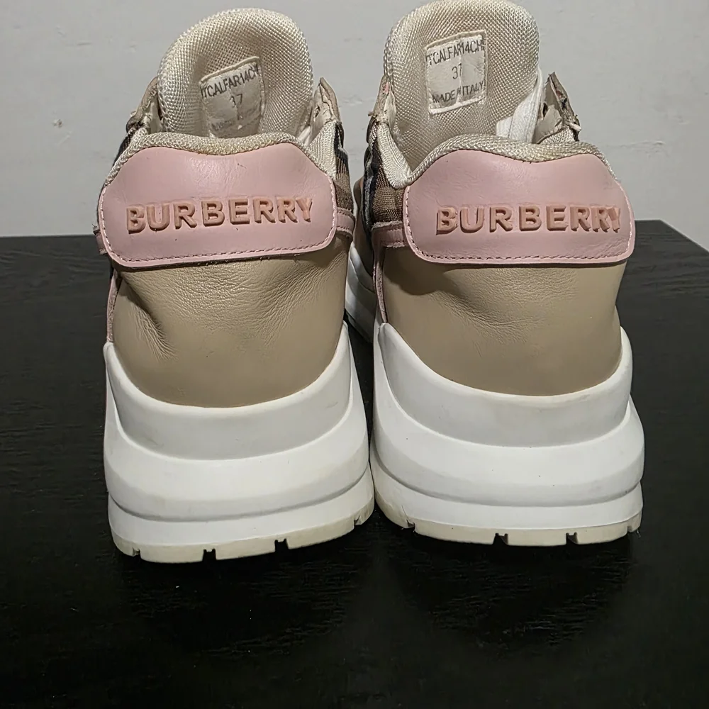 Burberry Beige and Pink Check Athletic Shoes - Picture 4 of 8